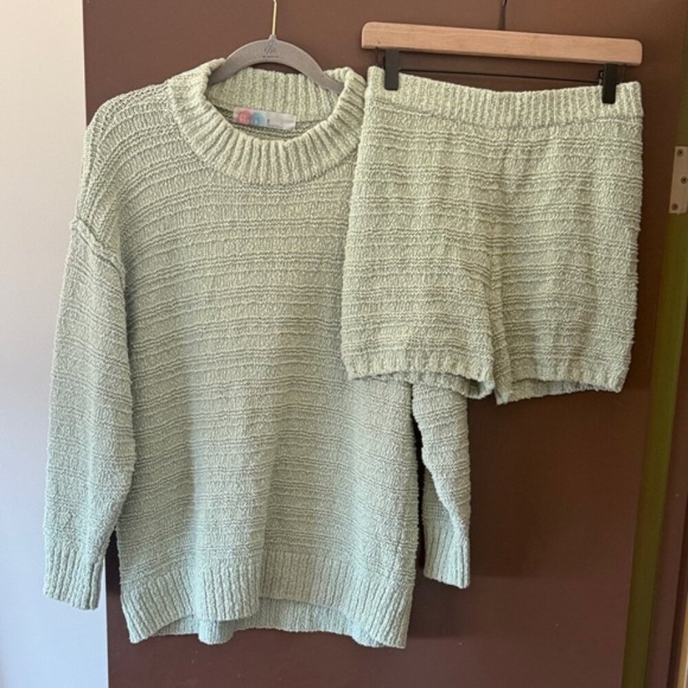Free People Beach Knit Cotton Sweater & Shorts Set